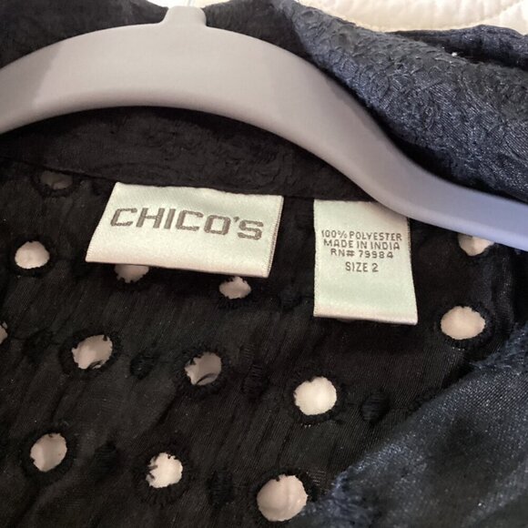 Chico’s Blazer Jacket Women’s Size 2 L Black - Picture 3 of 9